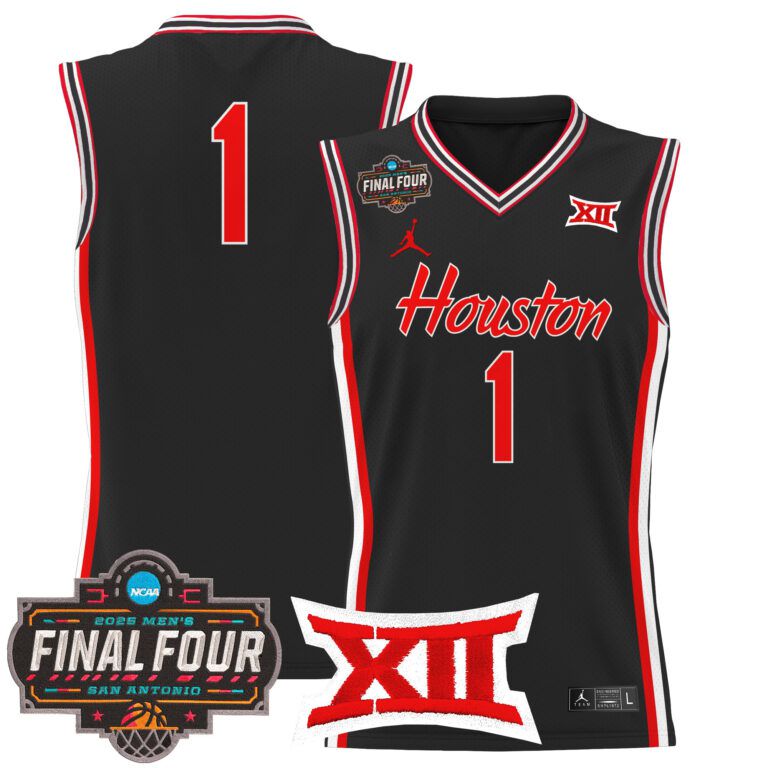 Men Houston Cougars #1 black 2025 Final Four Patch NCAA Jersey